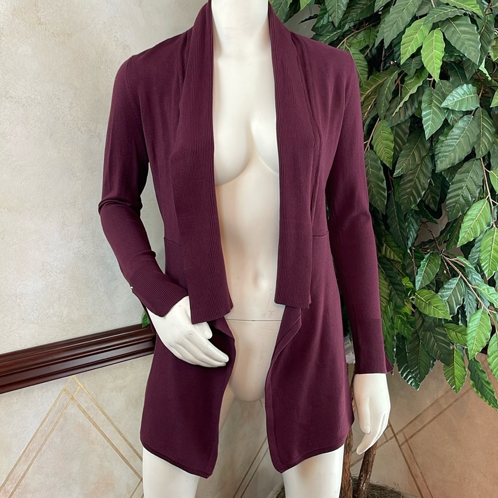 WHBM CABERNET WATERFALL CARDIGAN - Picture 4 of 10